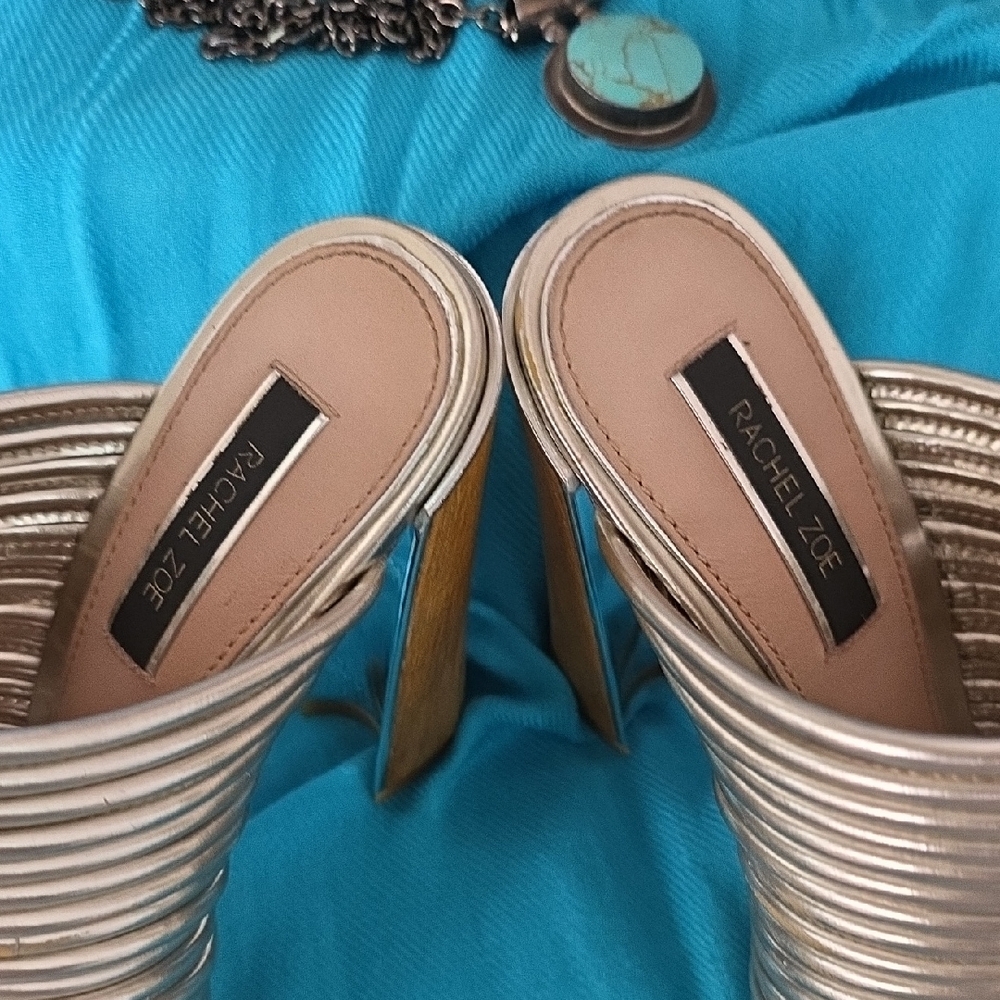 Chic Rachel Zoe Silver Heeled Mules - Picture 15 of 15